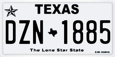 TX license plate DZN1885