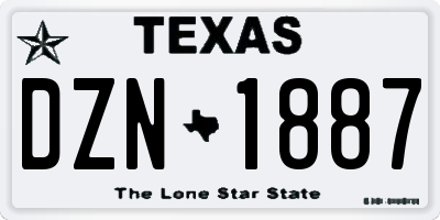 TX license plate DZN1887