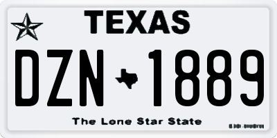 TX license plate DZN1889