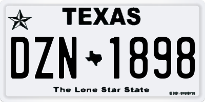 TX license plate DZN1898