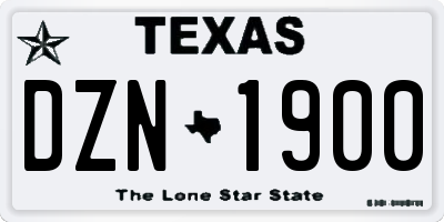 TX license plate DZN1900