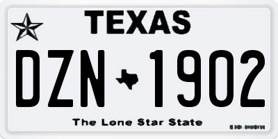 TX license plate DZN1902