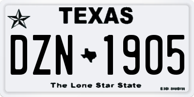 TX license plate DZN1905