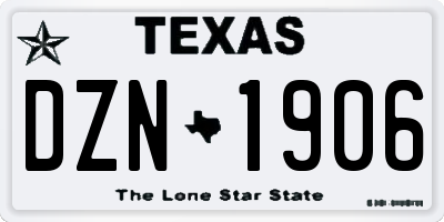 TX license plate DZN1906