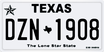 TX license plate DZN1908