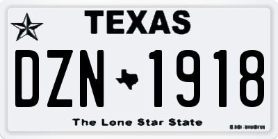 TX license plate DZN1918