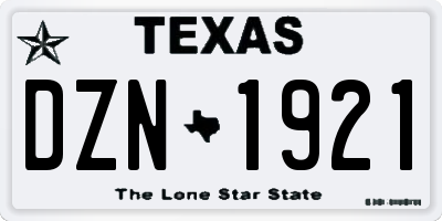 TX license plate DZN1921