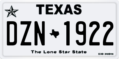 TX license plate DZN1922
