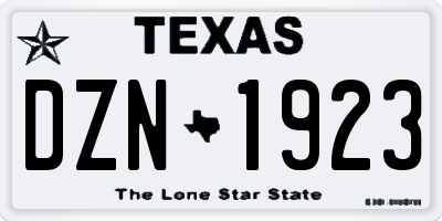 TX license plate DZN1923