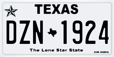 TX license plate DZN1924