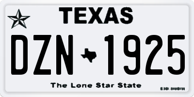 TX license plate DZN1925