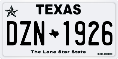 TX license plate DZN1926