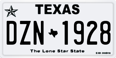TX license plate DZN1928