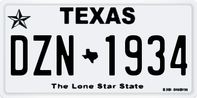 TX license plate DZN1934