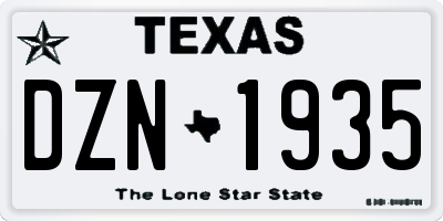 TX license plate DZN1935