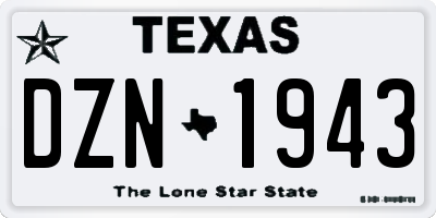 TX license plate DZN1943