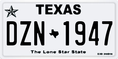 TX license plate DZN1947