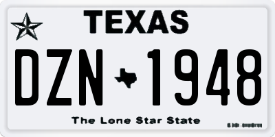 TX license plate DZN1948