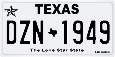 TX license plate DZN1949