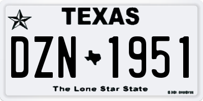 TX license plate DZN1951