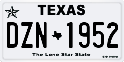 TX license plate DZN1952