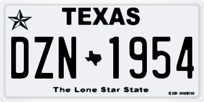 TX license plate DZN1954