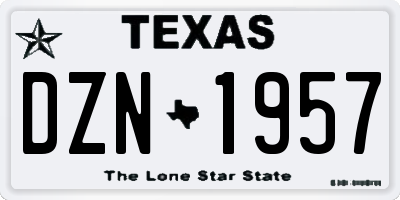 TX license plate DZN1957