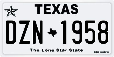 TX license plate DZN1958