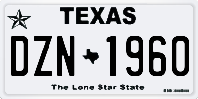 TX license plate DZN1960