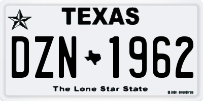 TX license plate DZN1962