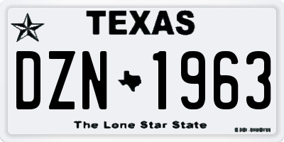 TX license plate DZN1963