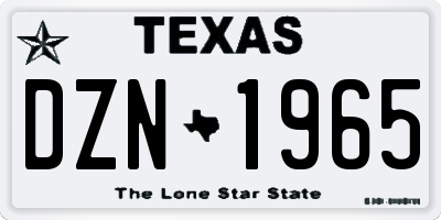 TX license plate DZN1965