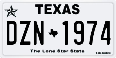 TX license plate DZN1974