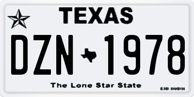 TX license plate DZN1978