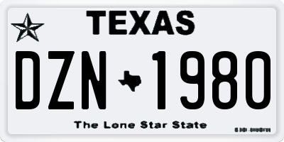 TX license plate DZN1980