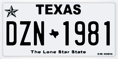 TX license plate DZN1981