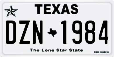 TX license plate DZN1984
