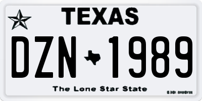TX license plate DZN1989