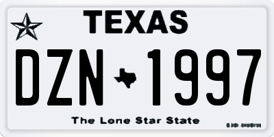 TX license plate DZN1997