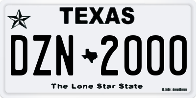 TX license plate DZN2000