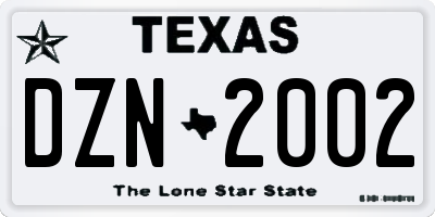 TX license plate DZN2002