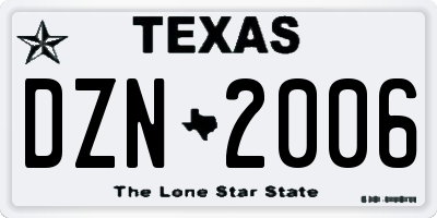 TX license plate DZN2006