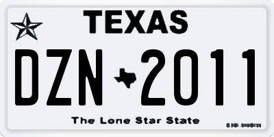 TX license plate DZN2011