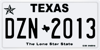 TX license plate DZN2013