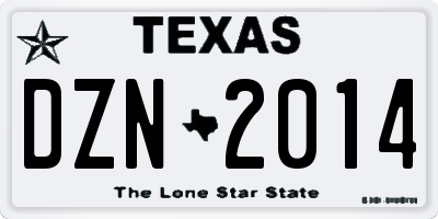 TX license plate DZN2014