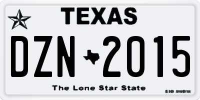 TX license plate DZN2015