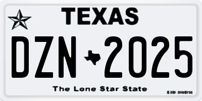 TX license plate DZN2025