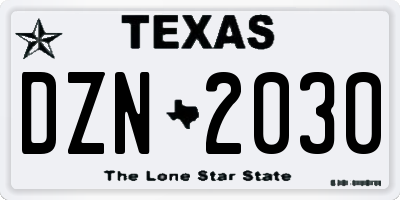 TX license plate DZN2030