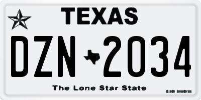 TX license plate DZN2034