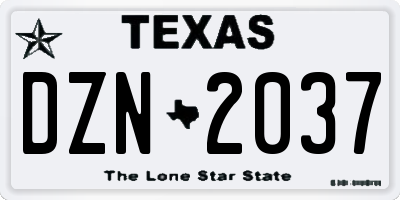 TX license plate DZN2037